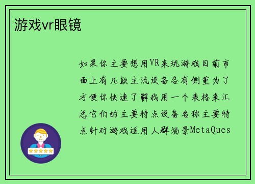 游戏vr眼镜